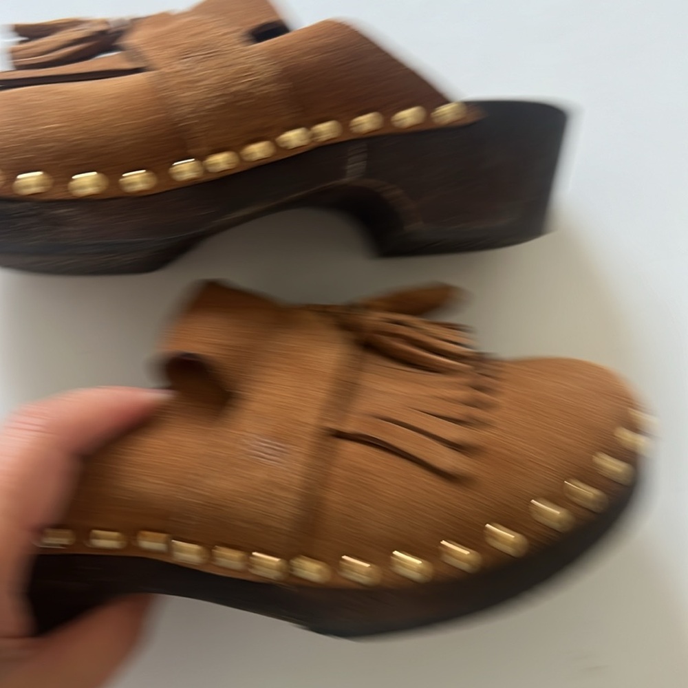 Celine clogs suede with tassel and nails head and fringe - Picture 14 of 16
